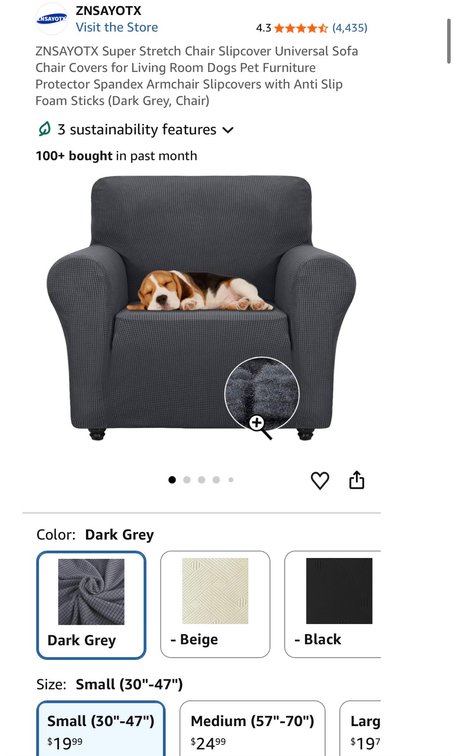 ZNSAYOTX Stretch Armchair Slipcover, Dark Grey- Est. Retail $19.99