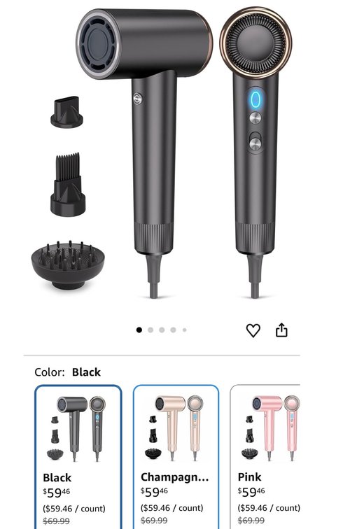YEY-GS87 High-Speed Hair Dryer with Attachments- Est. Retail $70