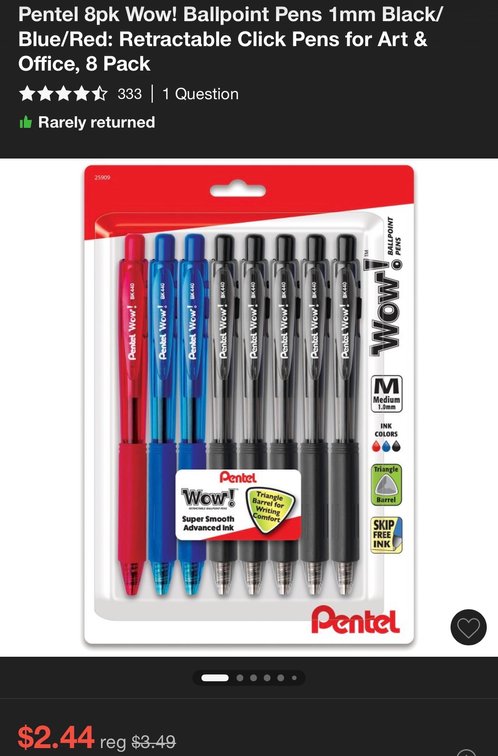 Pentel Wow Retractable Ballpoint Pens, 5 Packs- Est. Retail $18
