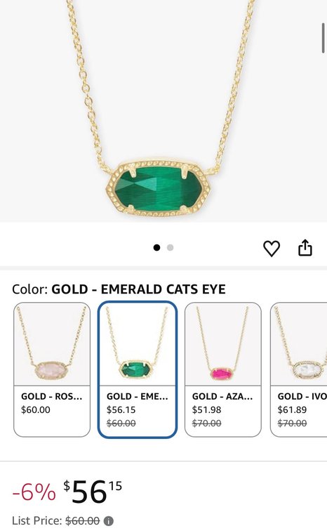 Kendra Scott Elisa Pendant Necklace, Emerald Cat's Eye- Est. Retail $60