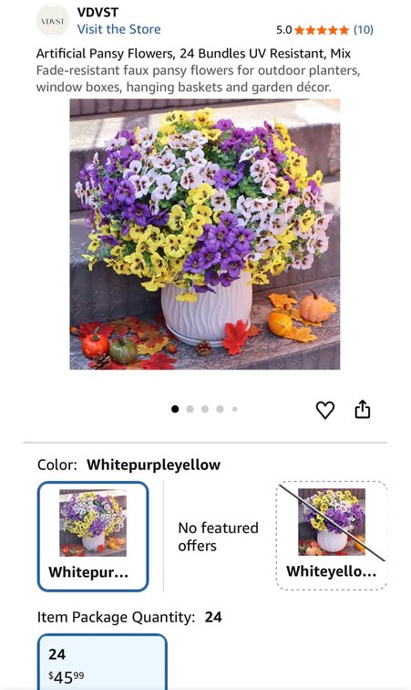VDVST Artificial Pansy Flowers, 24 Bundles - Est. Retail $45.99