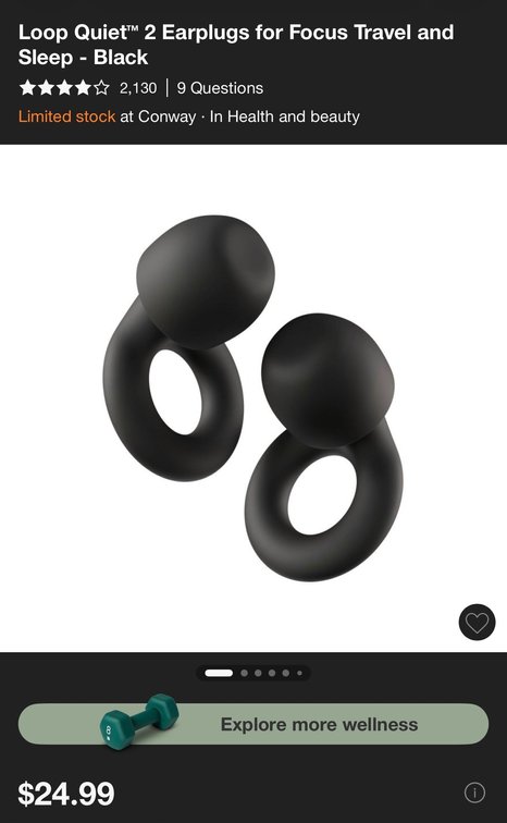 Loop Quiet 2 Earplugs, Black - Est. Retail $24.99
