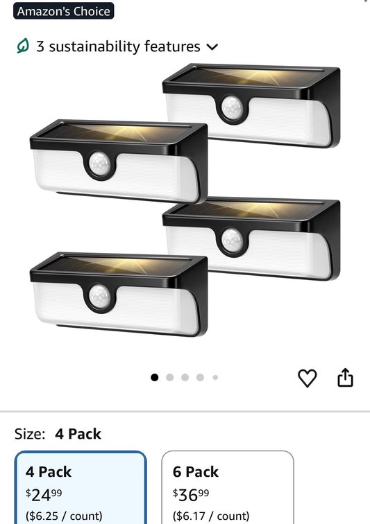 Linkable Outdoor Solar Wall Lights, 4 Pack