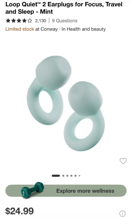 Loop Quiet Earplugs in Mint- Est. Retail $24.99