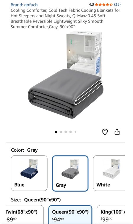 gofuch Queen Cooling Comforter, Gray - Est. Retail $94.99