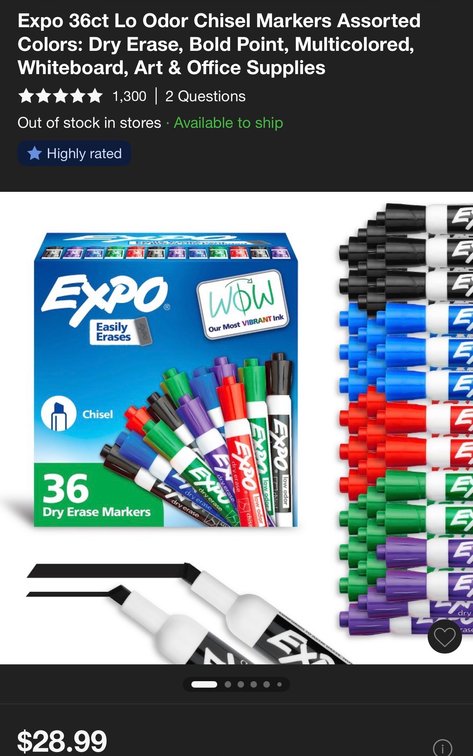 Expo 36-Count Chisel Dry Erase Markers - Est. Retail $28.99