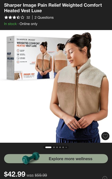 Sharper Image Weighted Comfort Heated Vest Luxe - Est. Retail $59.99