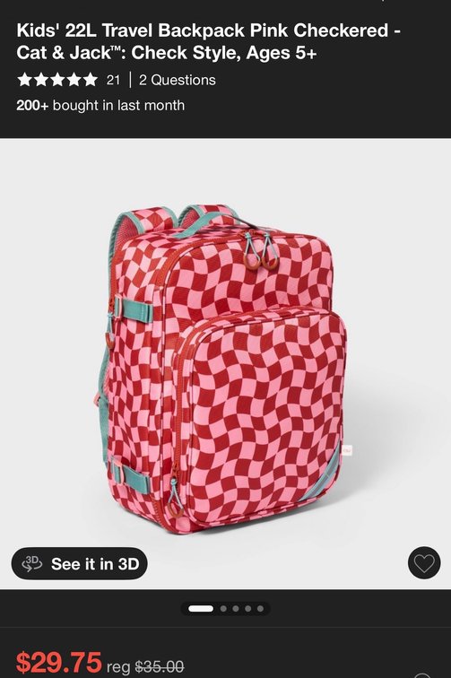 Cat & Jack Kids' 22L Travel Backpack- Est. Retail $35
