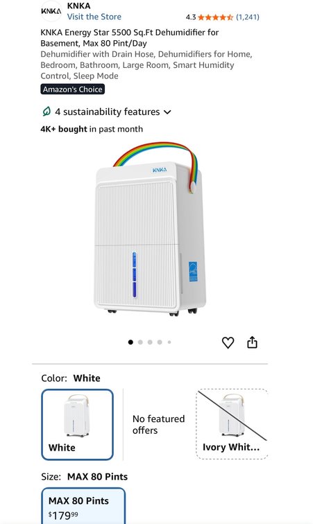 KNKA Pro 5500 Sq. Ft. Dehumidifier- Est. Retail $180