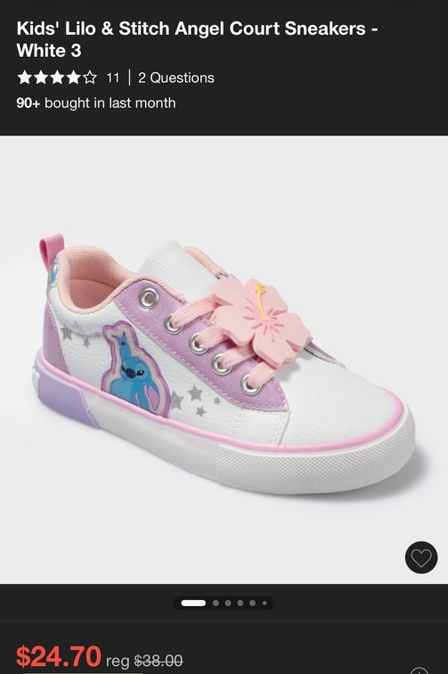 Disney Ground Up Kids' Stitch & Angel Sneakers Size 3- Est. Retail $38