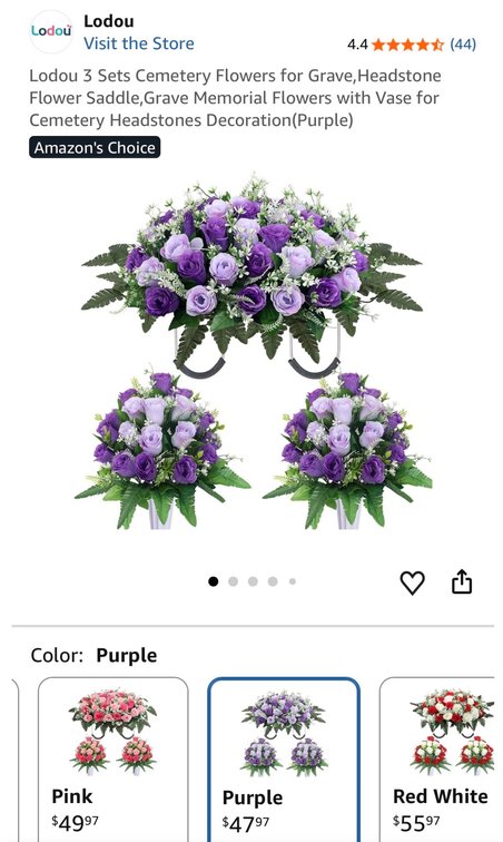 Lodou 3-Piece Cemetery Flower Set, Purple - Est. Retail $47.97