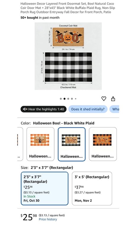 Halloween 2-Piece Layered Doormat Set- Est. Retail $26