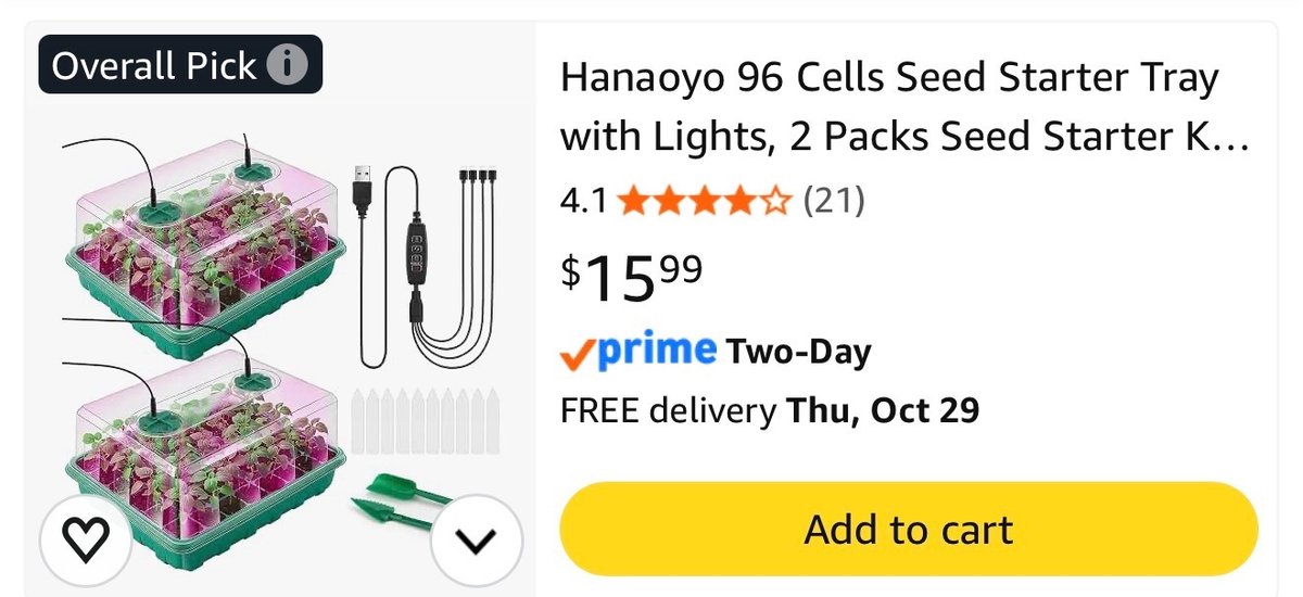 96-Cell Seed Starter Trays with Lights, 2-Pack - Est. Retail $15.99