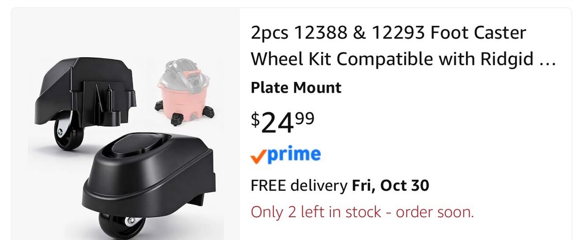 2-Piece Vacuum Foot Caster Wheel Kit- Est. Retail $24.99