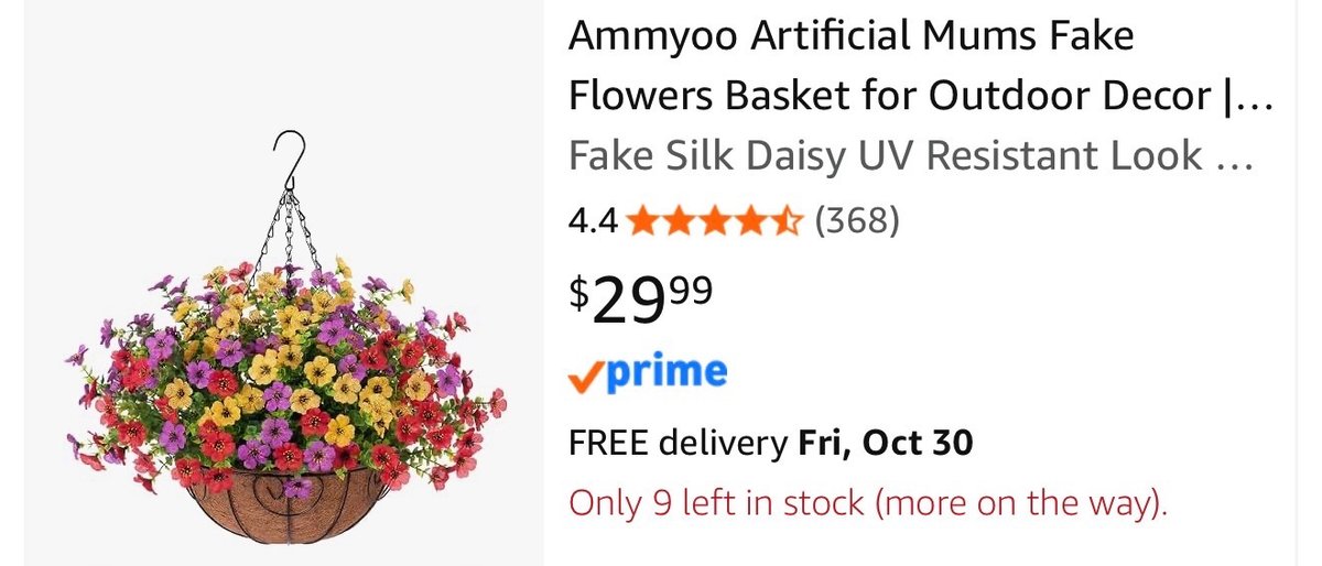 Artificial Mums Hanging Flower Basket - Est. Retail $29.99
