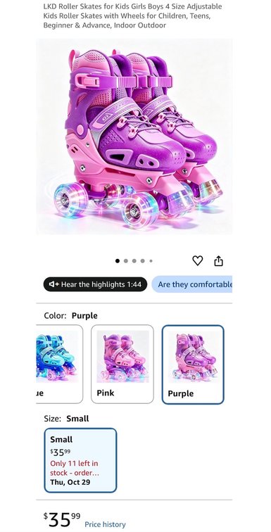 LKD Kids Adjustable Roller Skates, Size Small- Est. Retail $35.99