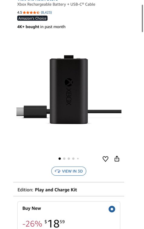 Xbox Rechargeable Battery + USB-C Cable- Est. Retail $18.59
