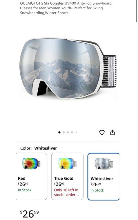 OULAIQI OTG Ski Goggles- Est. Retail $26.99