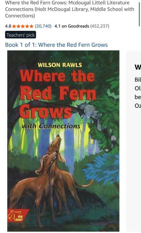 HRW Library Where the Red Fern Grows with Connections by Wilson Rawls