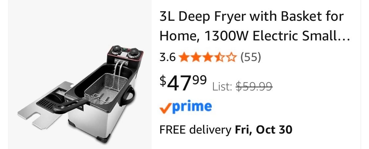 3L Electric Deep Fryer with Basket - Est. Retail $48