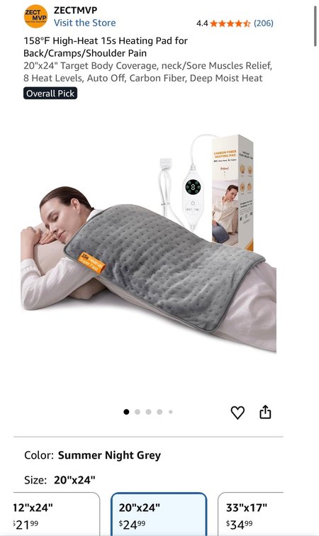 GOT.YOUR.BACK Carbon Fiber Heating Pad, 20” x 24” - Est Retail $25