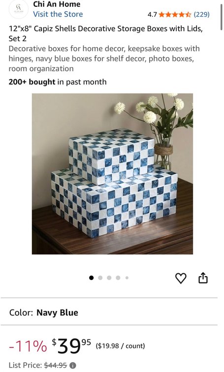 Set of 2 Capiz Shell Storage Boxes- Est. Retail $45