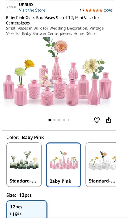 UPBUD Baby Pink Glass Bud Vases, Set of 12 - Est. Retail $19.99