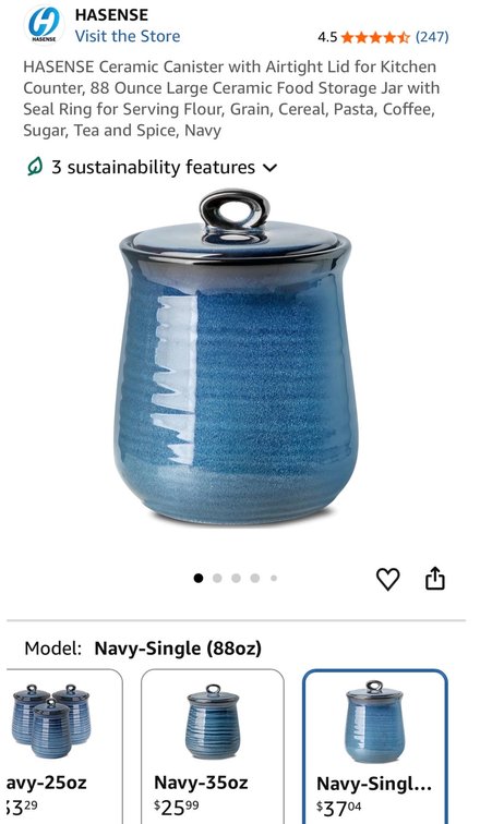 Ceramic Food Storage Canister with Airtight Lid, 88 oz - Est Retail $37