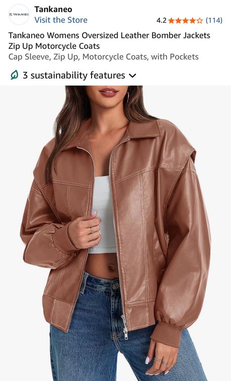 Tankaneo Women's Faux Leather Bomber Jacket, M - Est. Retail $49.99