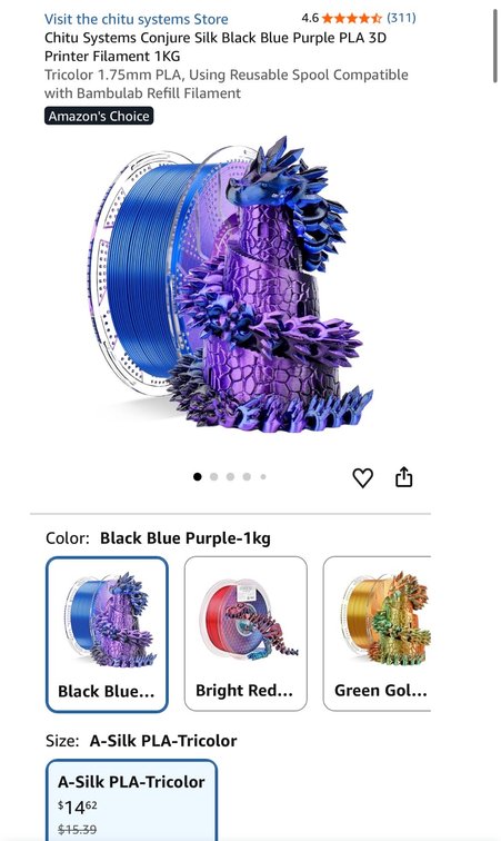 Chitu Systems Conjure Silk PLA Filament 1kg - Est. Retail $15