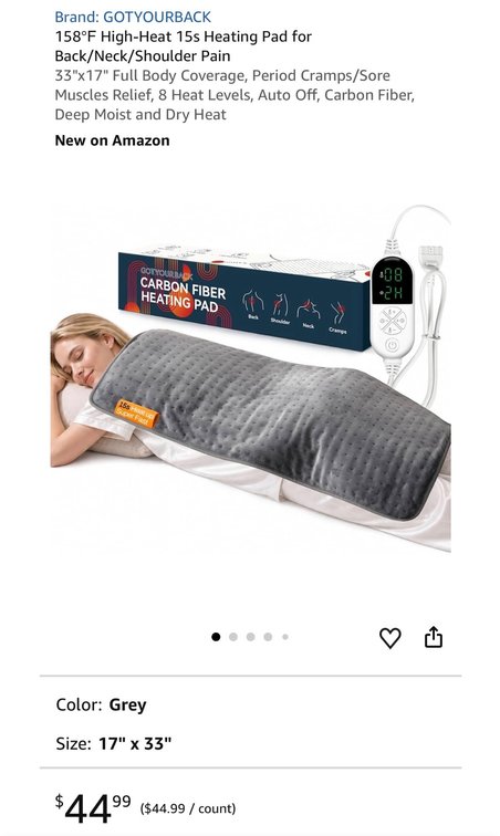 GOTYOURBACK Carbon Fiber Heating Pad- Est. Retail $44.99