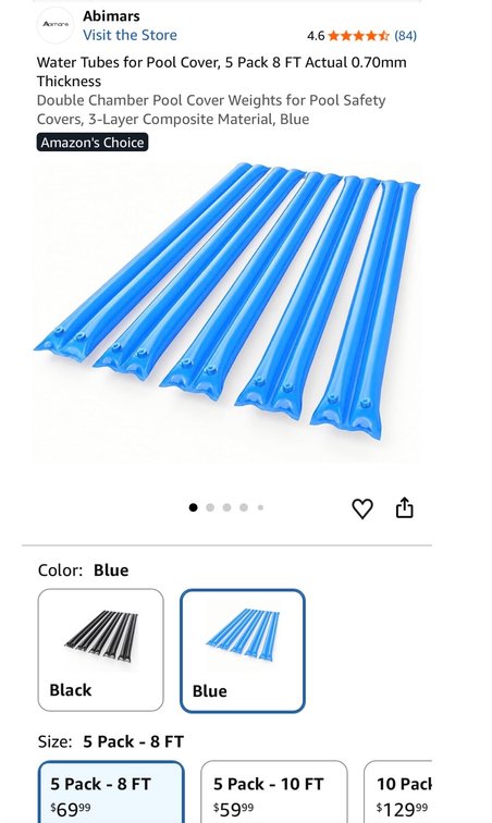Abimars 8 FT Pool Cover Water Tubes 5-Pack - Est. Retail $69.99