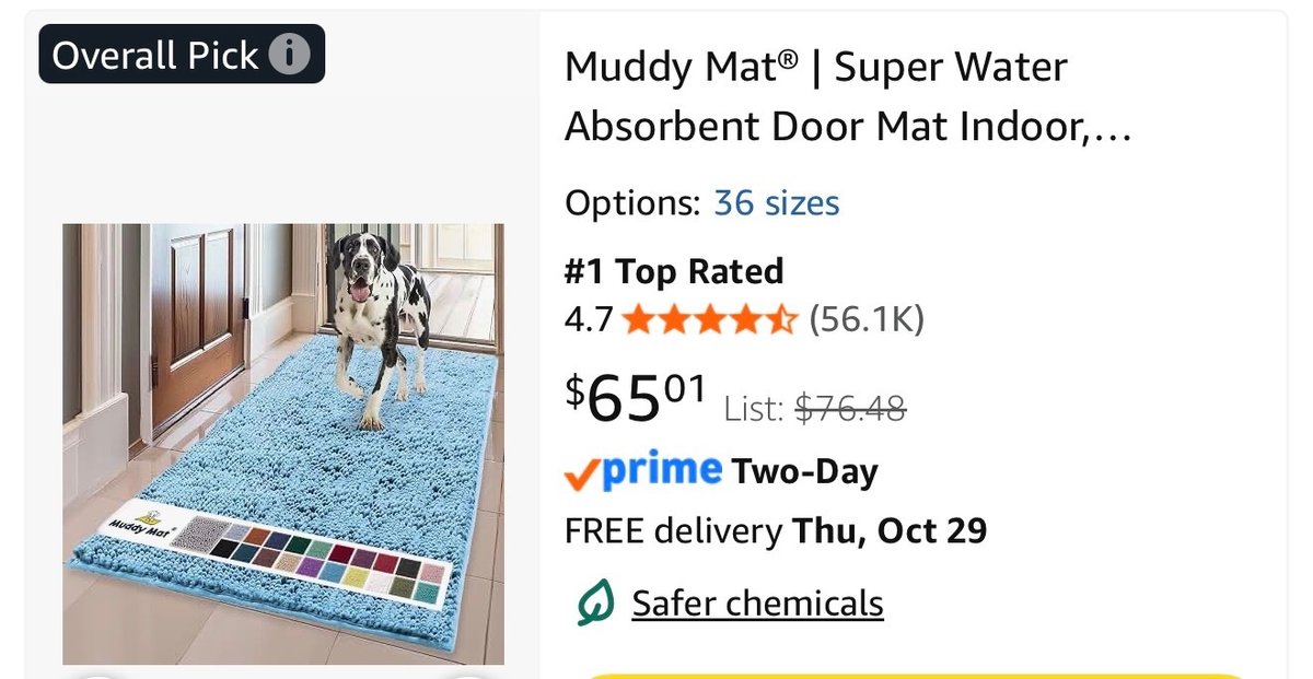 Muddy Mat Sky Blue Runner Mat 24x60 - Est. Retail $65