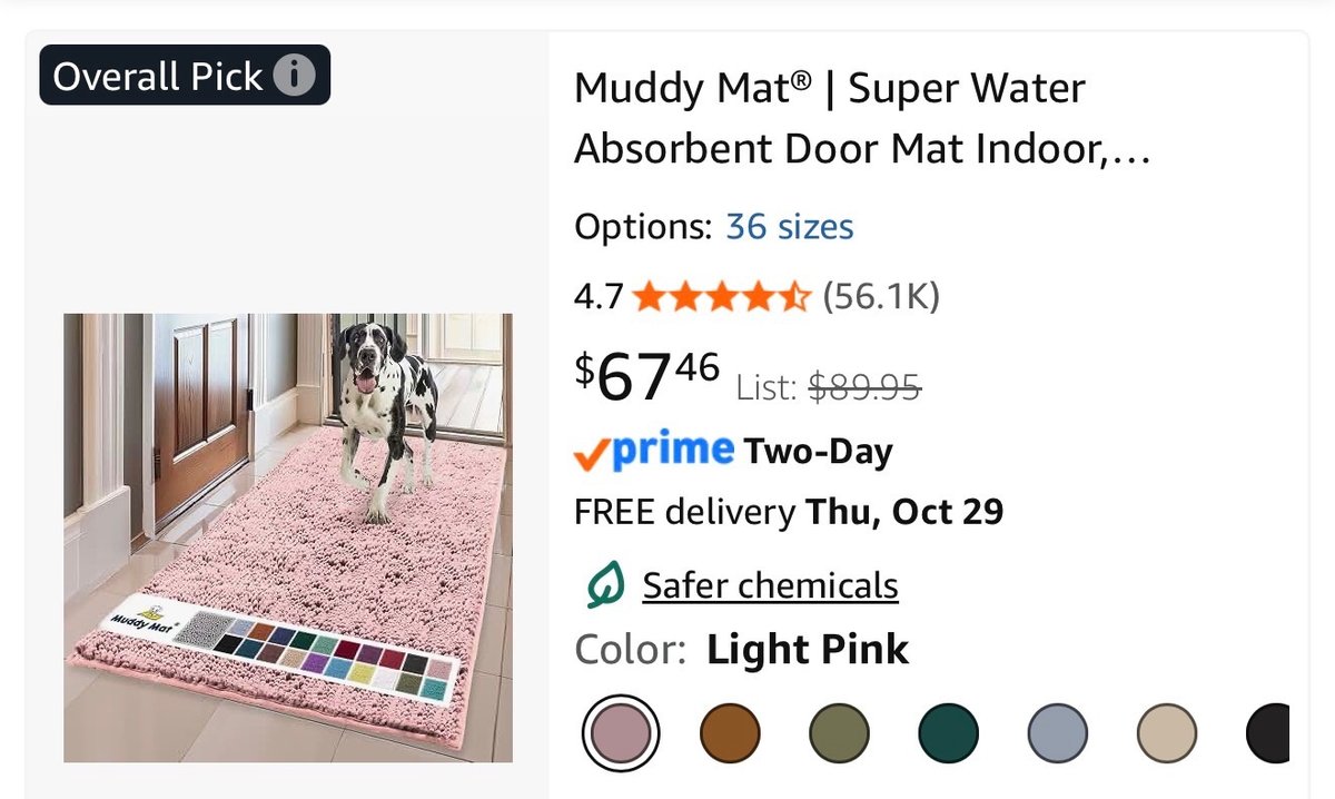 Muddy Mat Water Absorbent Door Mat 3x5 ft Light Pink - Est. Retail $67.46
