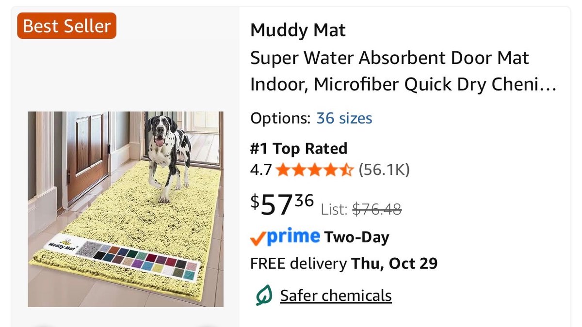Muddy Mat 24x60 Yellow Microfiber Mat - Est. Retail $76.48
