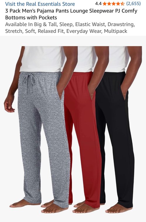 Real Essentials Men's Pajama Pants 3-Pack - Est. Retail $42.99