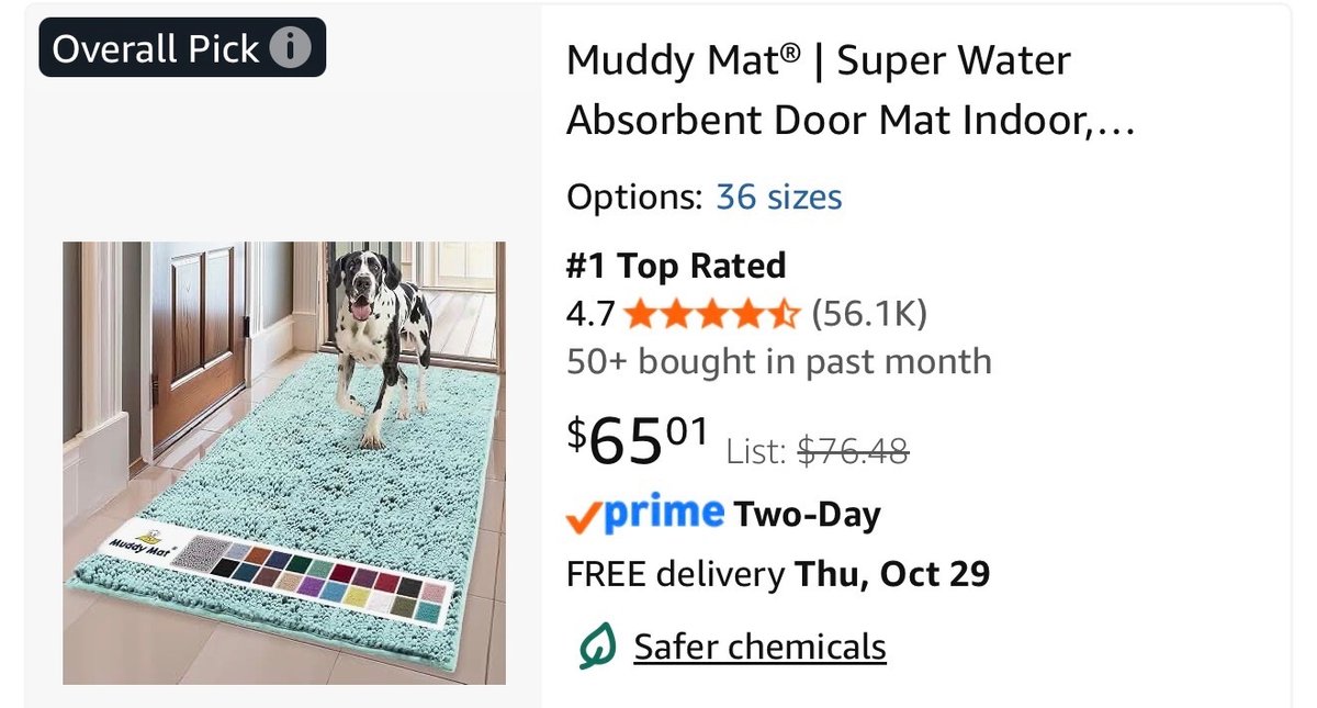 Muddy Mat Super Absorbent Runner Mat 24x60 - Est. Retail $65