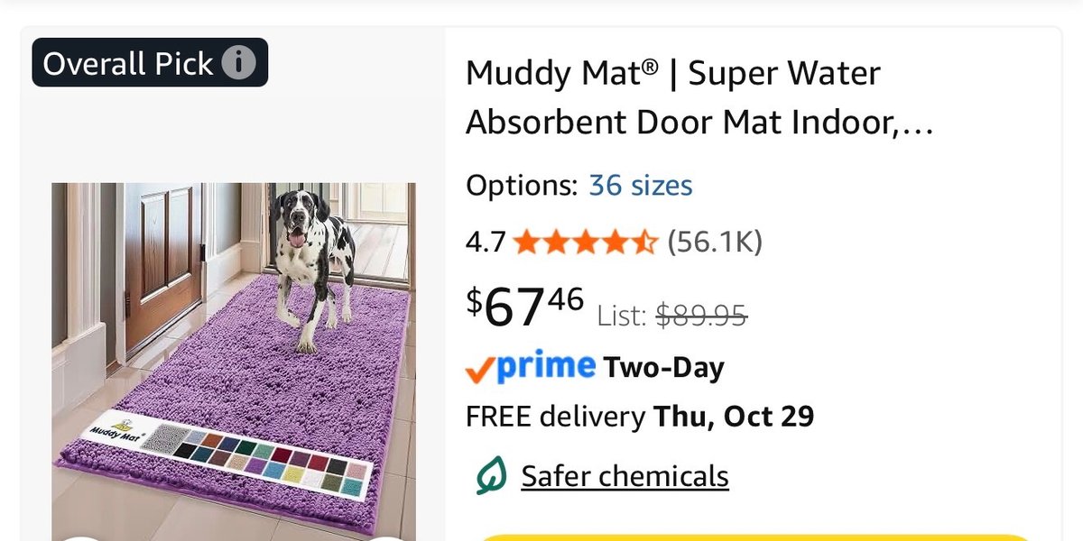 Muddy Mat Super Absorbent Door Mat Runner- Est. Retail $89.95