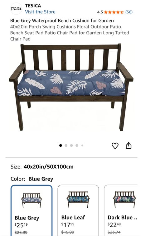 TESICA Waterproof Bench Cushion 40x20 in- Est. Retail $27