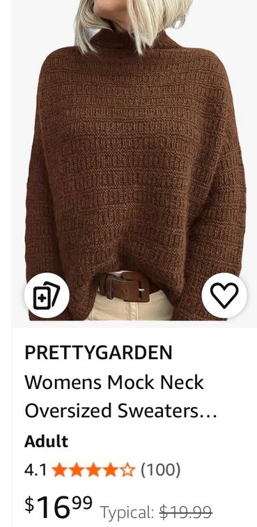 PRETTYGARDEN Women's Mock Neck Oversized Sweater (L)- Est. Retail $19.99