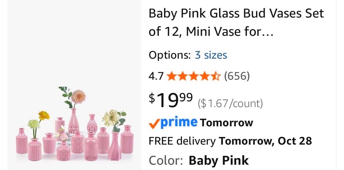 Baby Pink Glass Bud Vases, Set of 12 - Est. Retail $19.99