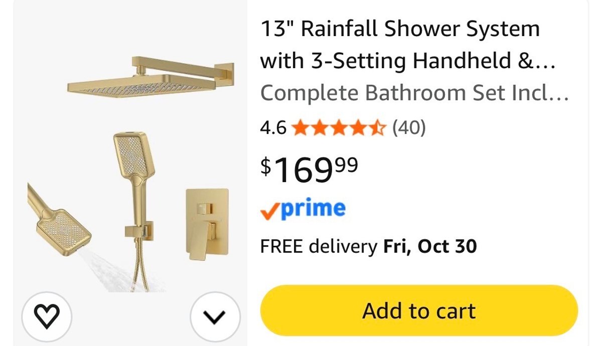 13" Rainfall Shower System with Handheld Wand - Est. Retail $169.99