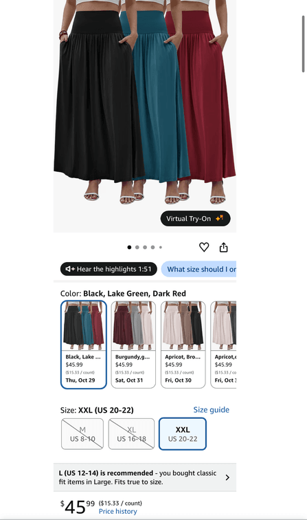 Women's Maxi Skirts or Pants 3-Pack, Size XXL - Est. Retail $45.99