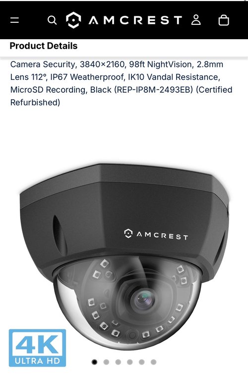 Amcrest 4K Ultra HD PoE Outdoor Dome Camera IP8M-2493EB