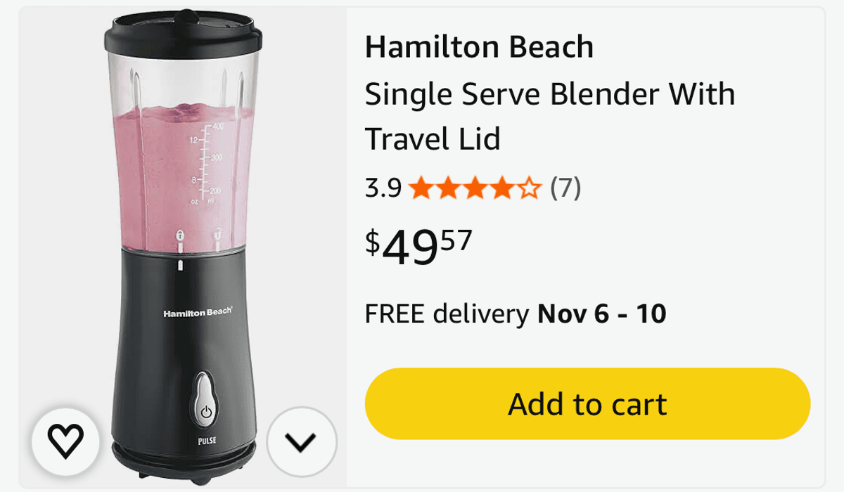 Hamilton Beach Single Serve Blender - Est. Retail $49.57