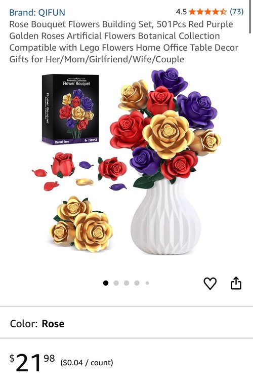 QIFUN Rose Bouquet Building Set, 501 Pcs - Est. Retail $21.98