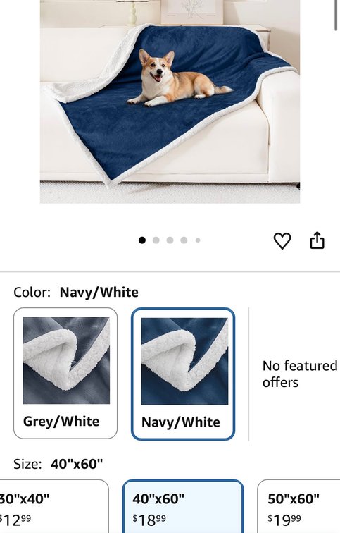 Navy Sherpa Fleece Pet Blanket 40 x 60 in- Est. Retail $18.99