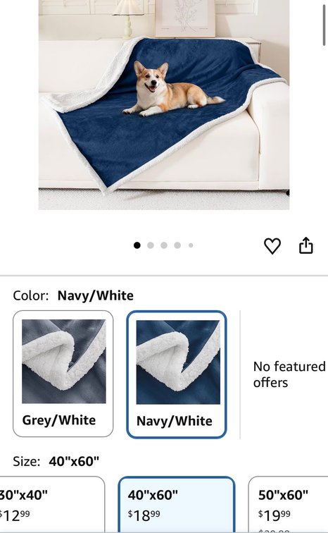 Navy Blue Sherpa Fleece Blanket, 40 x 60 in- Est. Retail $18.99