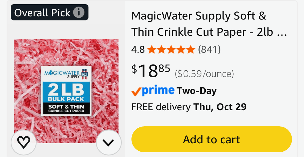 MagicWater Supply Pink Crinkle Cut Paper 2 lb Bulk Pack- Est. Retail $18.85