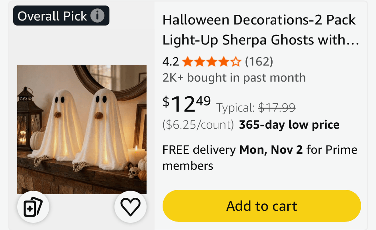 Light-Up Sherpa Ghosts 2-Pack- Est. Retail $12.49